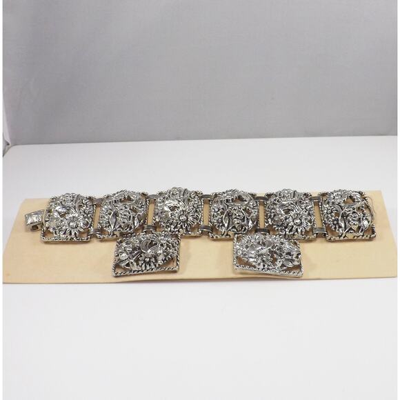 Sarah Coventry Book Chain Floral Bracelet Earrings Set, 1960s, Original Box - Picture 3 of 10